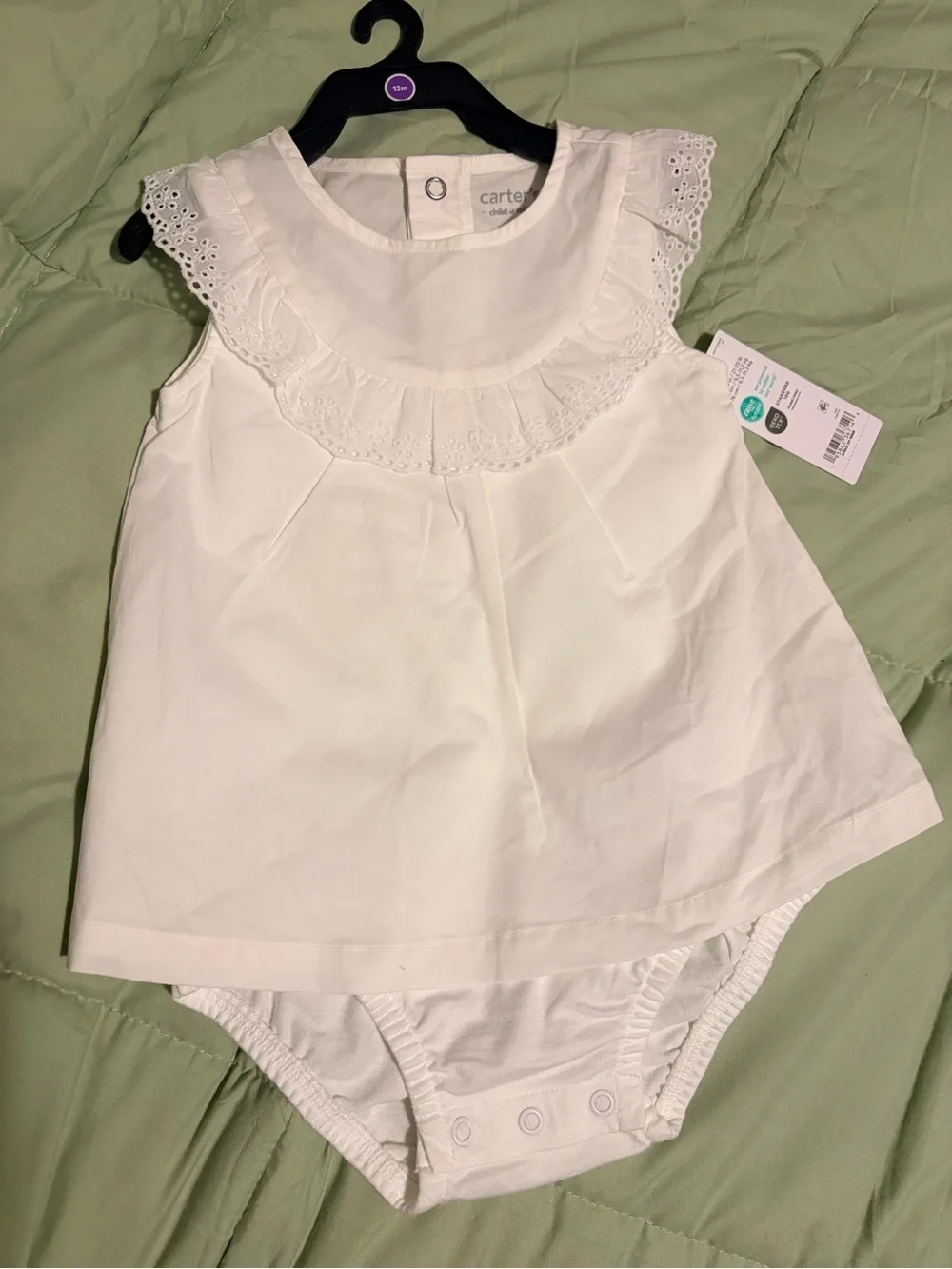 Carter's Cream Eyelet-Trim Baby Dress with Matching Bloomers